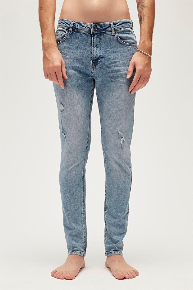 Normal Waist Slim Tapered Men's Denim Trousers 22.01.70.005_palermo Jeans