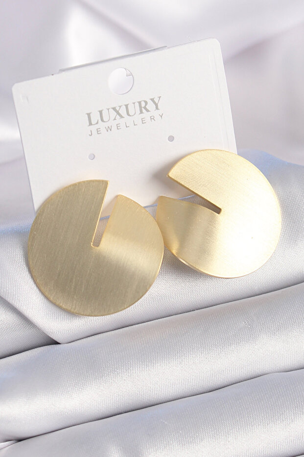 Brass Gold Color Circle Plate Model Women's Earrings