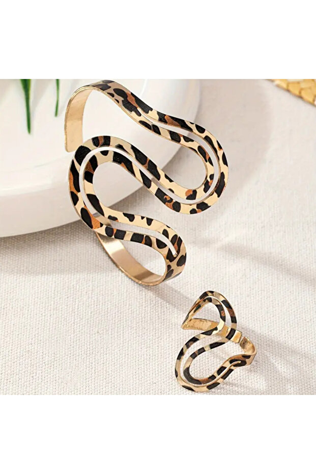 Leopard Ring Bracelet Set - 4