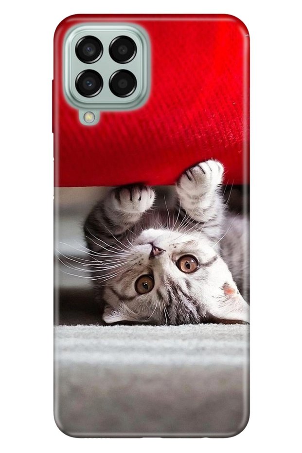 Samsung Galaxy M33 Compatible Case 0.4mm Laser Cut Silicone - Hide and Seek Cat