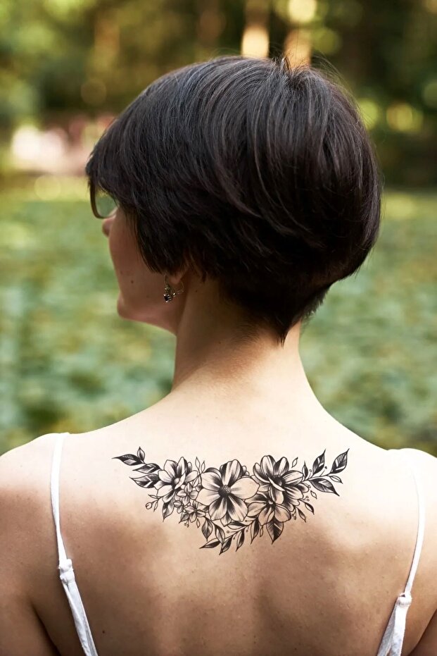Gerçek Dövme Görünümlü Çiçek Modelli 3 Boyutlu Tattoo - 1
