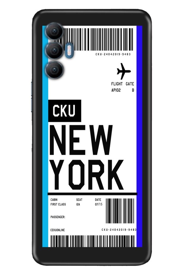 Spark 8 Pro Case Silicone Tioserisi Patterned Illustrated - New York Air Ticket