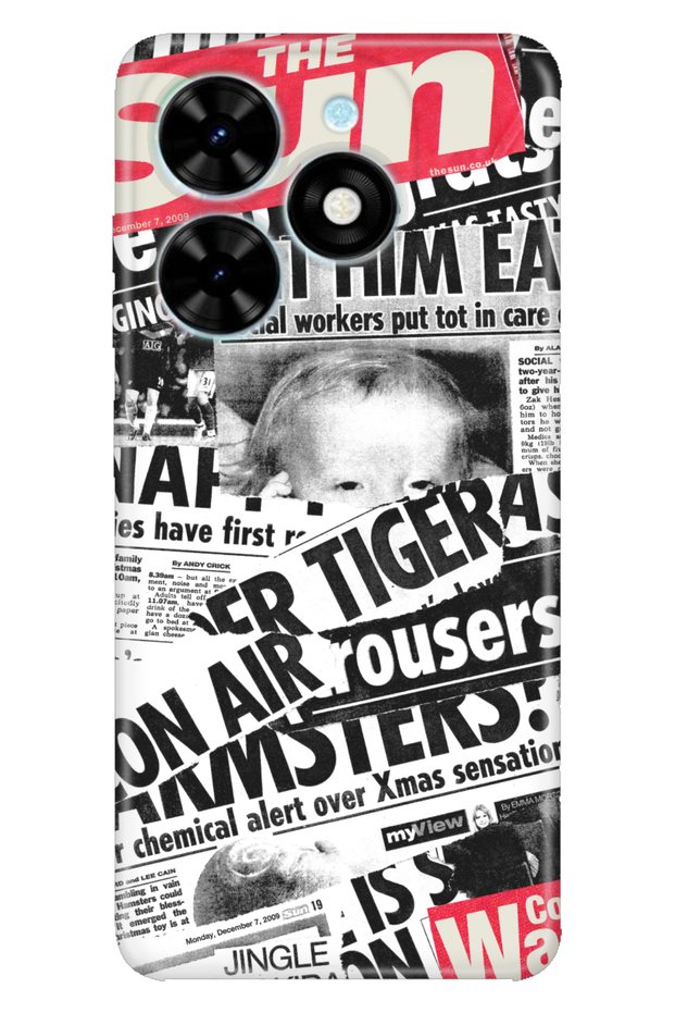 Spark 20 - 20C Compatible Case Illustrated Printed Nano Silicone Newspaper News
