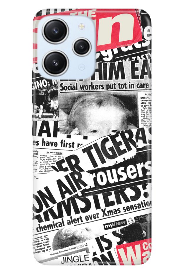 Xiaomi Redmi 12 Compatible Case with Camera Protection Silicone Patterned Picture Cover Newspaper News