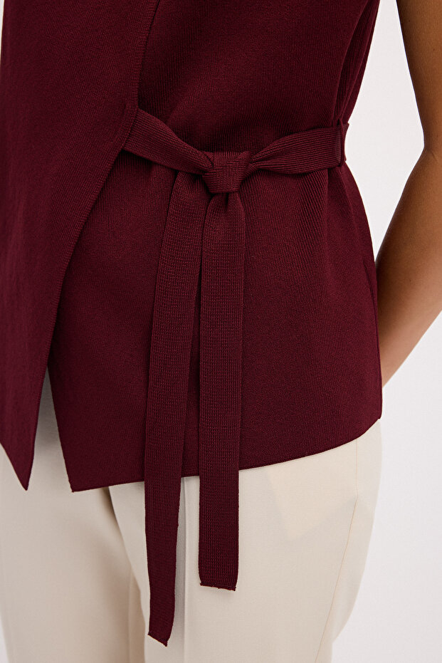 Bağlamalı Triko Yelek - 6