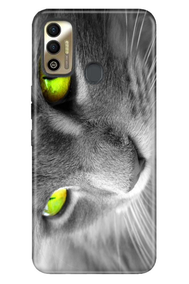 Spark 7t Compatible Case Tioserisi Illustrated Silicone Yellow Eye Cat