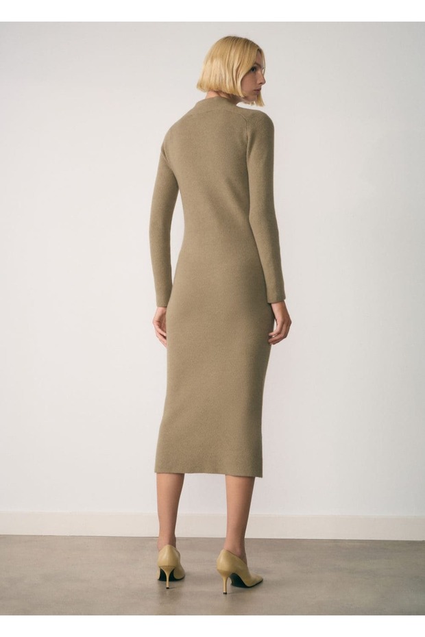 Fermuarlı düğümlü elbise - 4