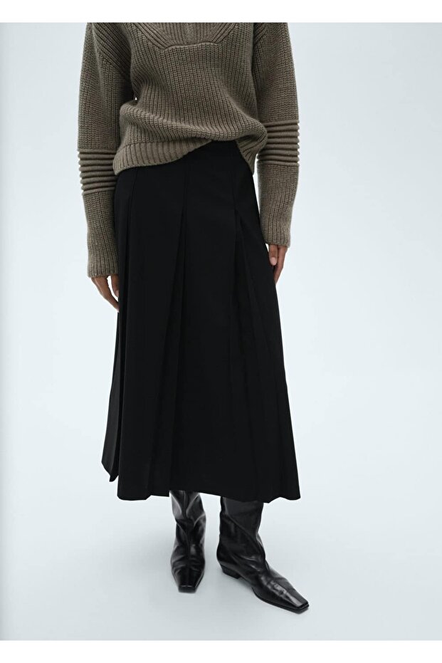İri pileli midi etek - 1