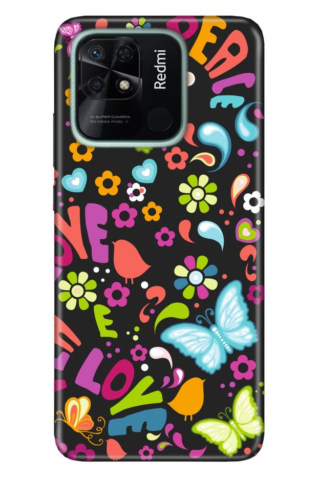 Xiaomi Redmi 10C Case Silicone Tioserisi Patterned Illustrated - Butterflies