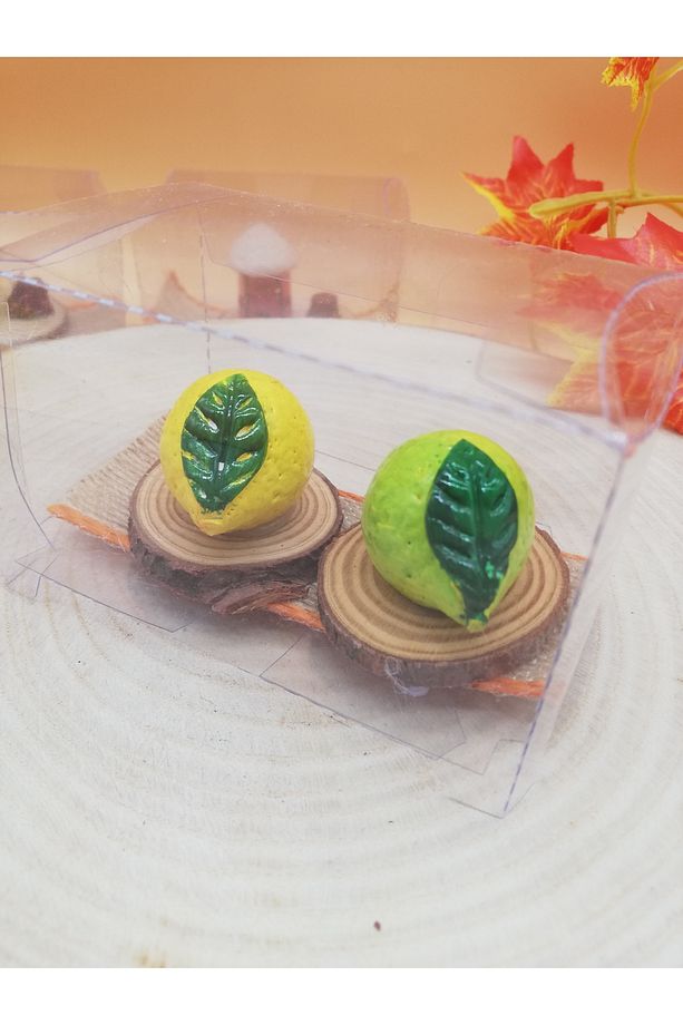 Şeffaf Kapaklı Kraft Kutu Içinde el yapımı İki sarı ve yeşil limon - 2