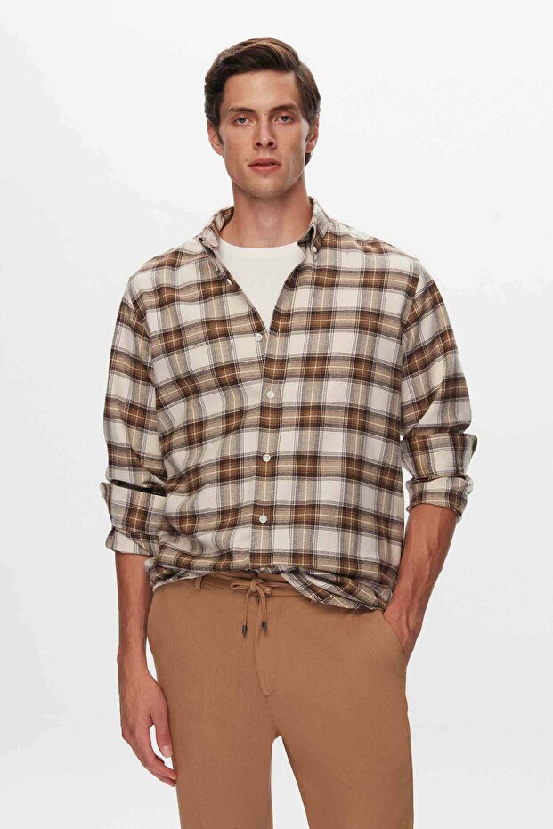 Ds Damat Comfort Khaki Plaid Shirt