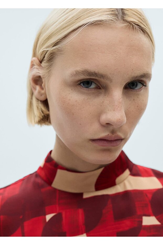 Kurzarmbluse mit Muster - 5