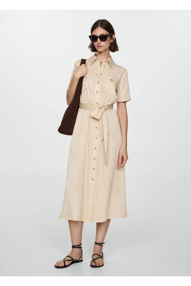 Saten gömlek elbise - 2