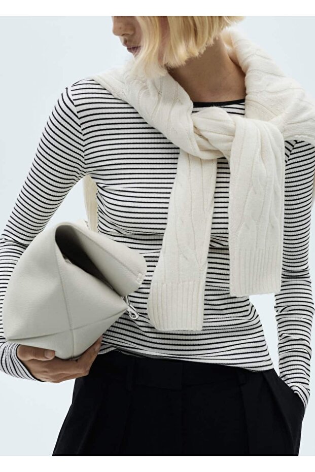 Çizgili fitilli tişört - 5