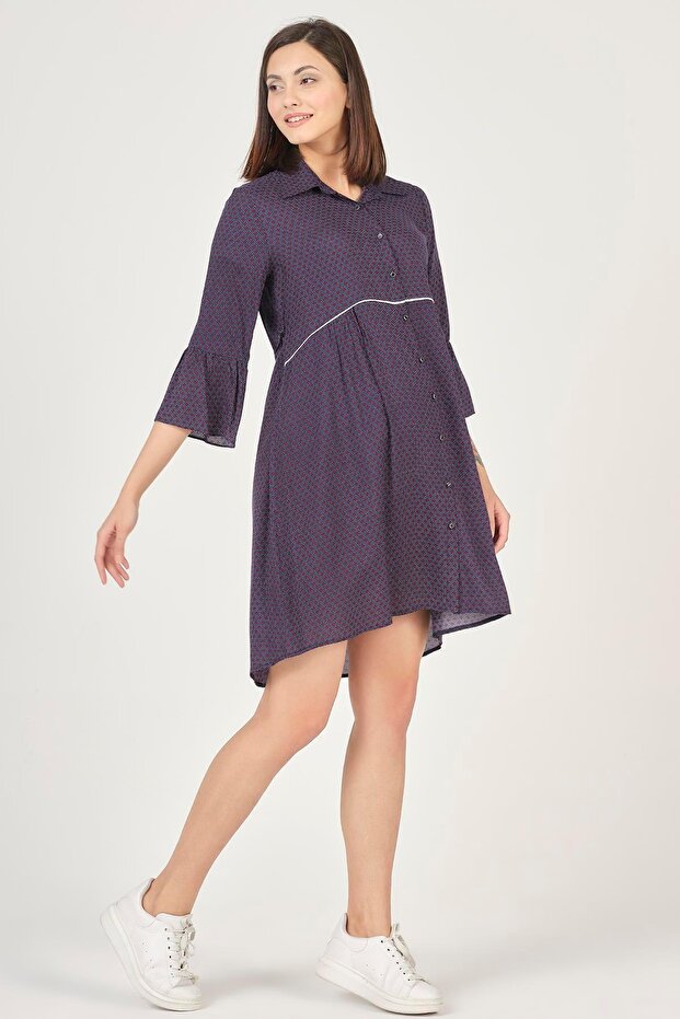 Hamile Ispanyol Kol Elbise Bordo - 3