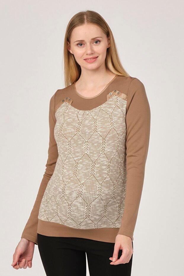 Hamile Desenli Bluz CAMEL - 3