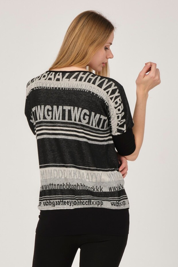 تونيك للحوامل بسحاب ونقشة باللون الرمادي - 3