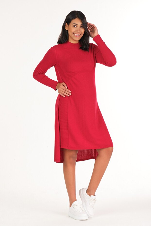 Hamile Örme Triko Elbise BORDO - 3