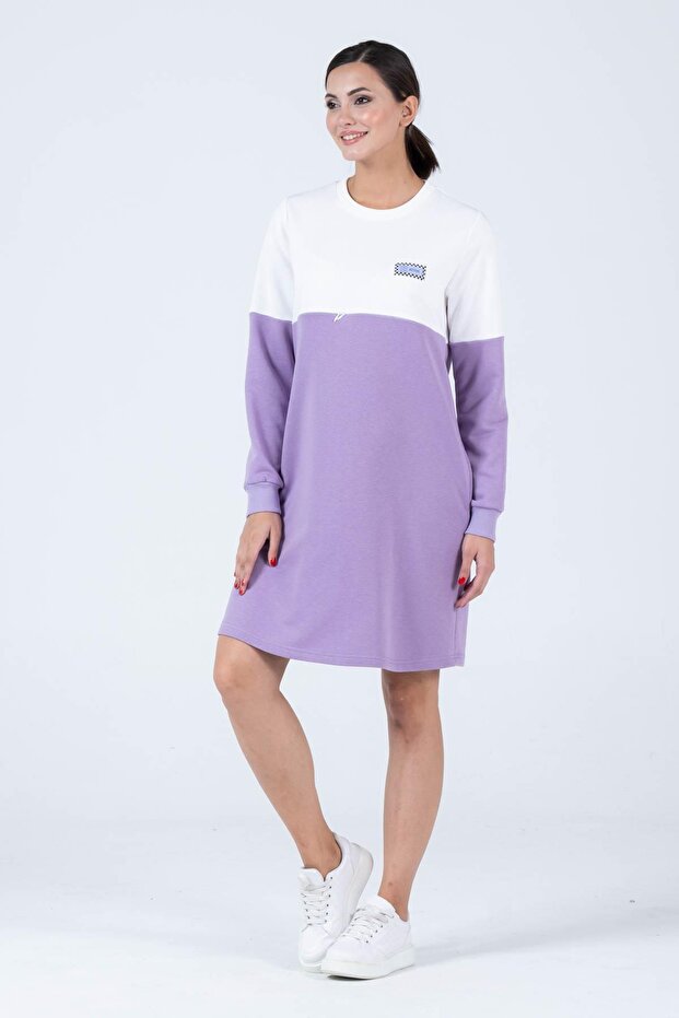Maternity Color Block Sweat Dress Lila