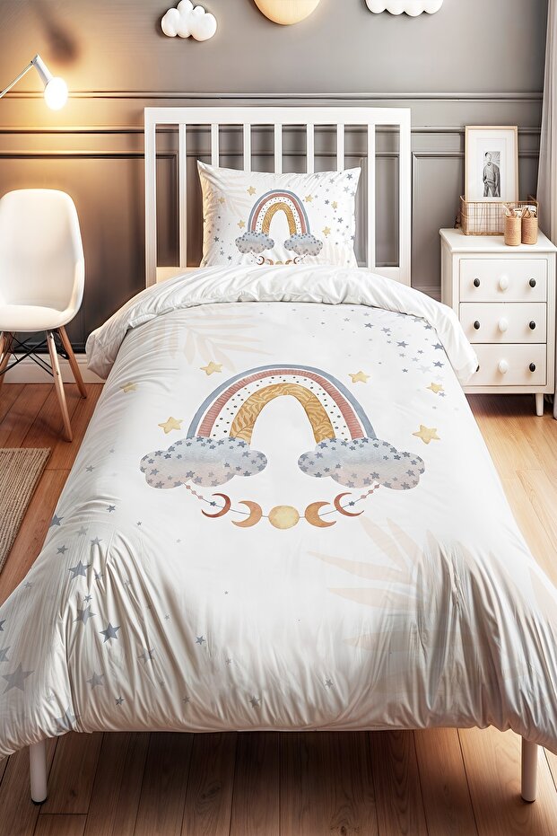 Aydedeli Rainbow Patterned Single Baby Kids Duvet Cover Set