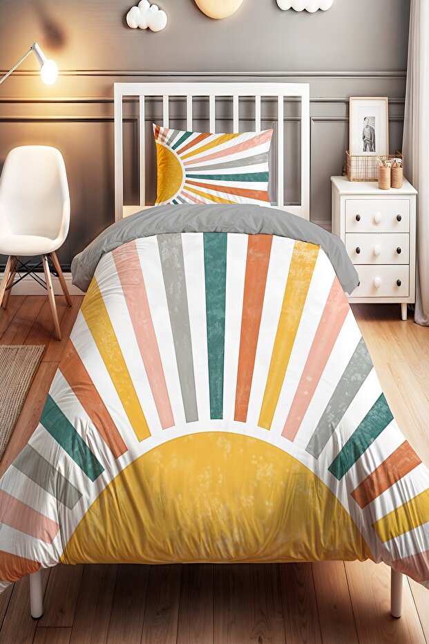 Colorful Bohemian Sun Patterned Single Baby Kids Bedding Set