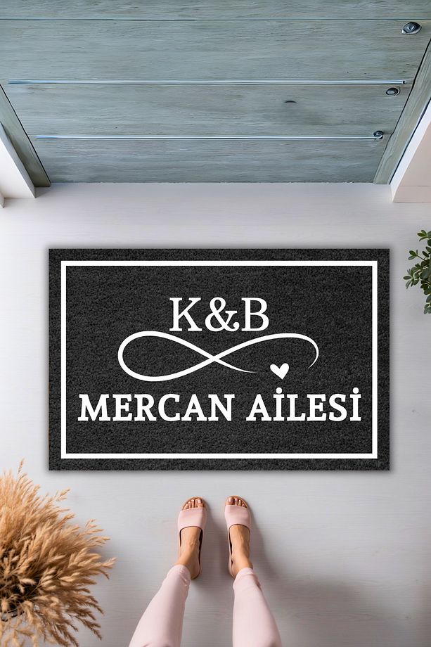 Modern Dijital Paspas - Siyah Kişiye Özel Baş Harf ve Soyisim - Kapi onu Paspasi - 2