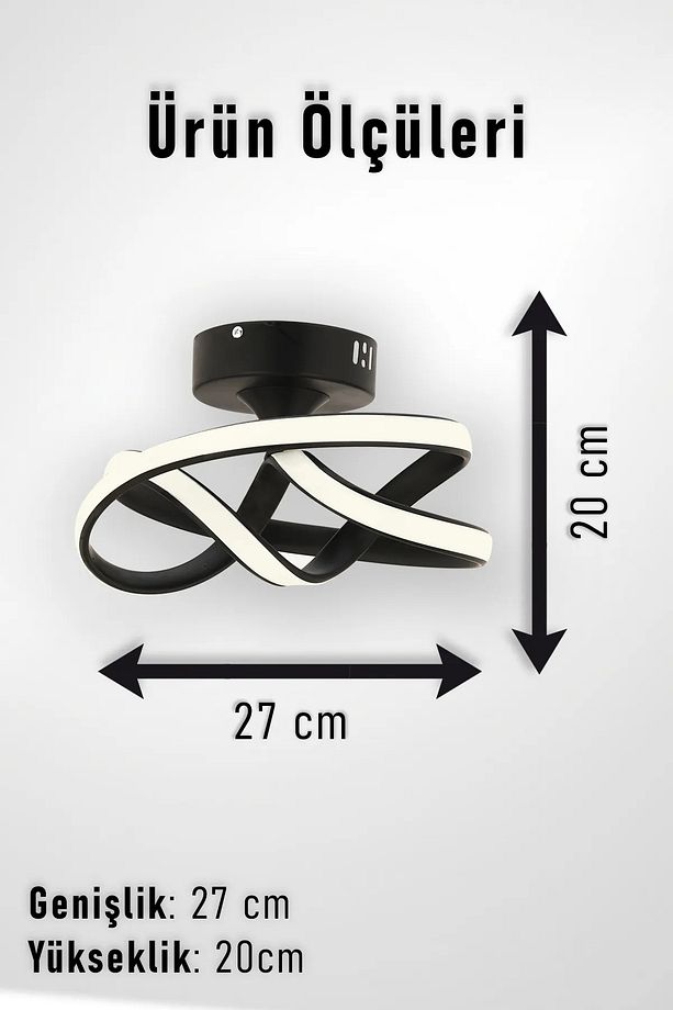 Eclipse Model Siyah Metal Salon Mutfak Oturma Yatak Odası Modern Led Plafonyer Avize - 2