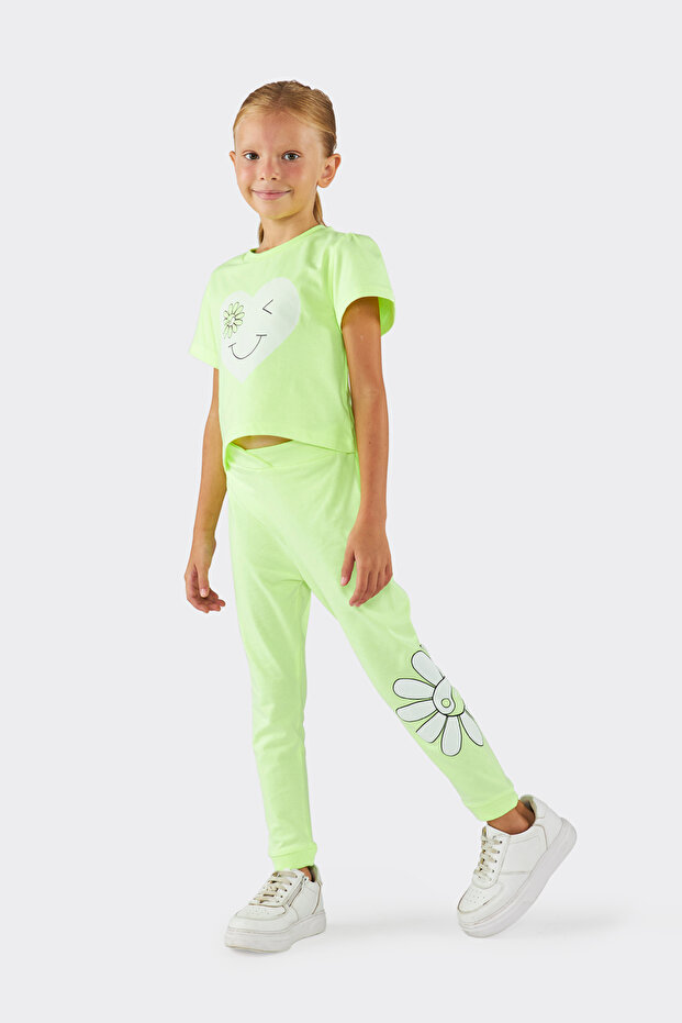Girl's Print Detailed Yellow T-Shirt