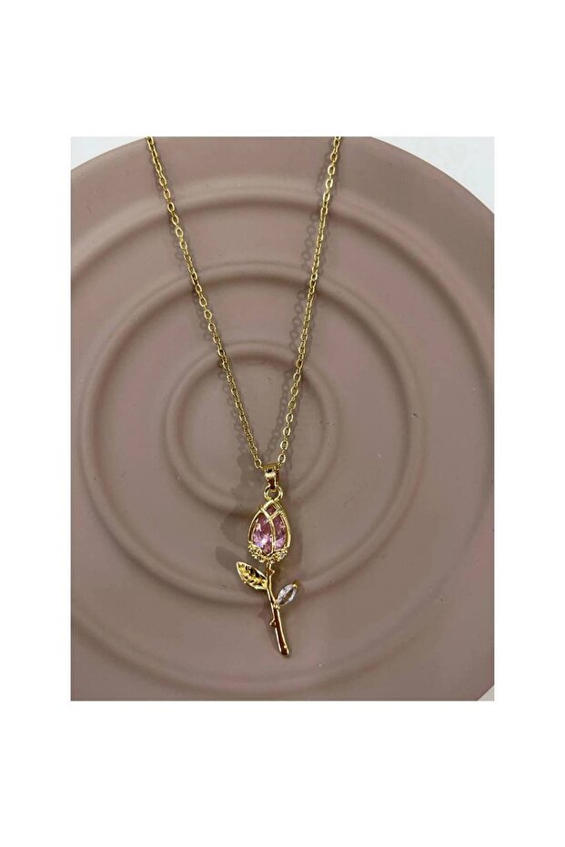 Paslanmaz Çelik Lale Kadın Kolye E801 - 3