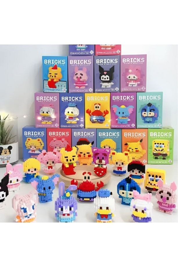 Bricks Pembe Hello Kitty Yap boz 3D Puzzle Mini Lego - 9