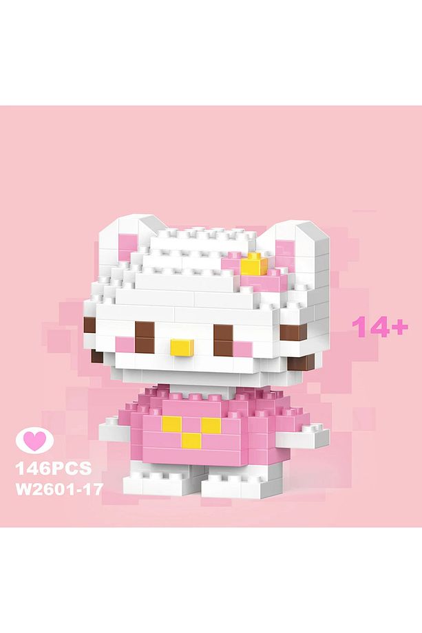 Bricks Pembe Hello Kitty Yap boz 3D Puzzle Mini Lego - 3