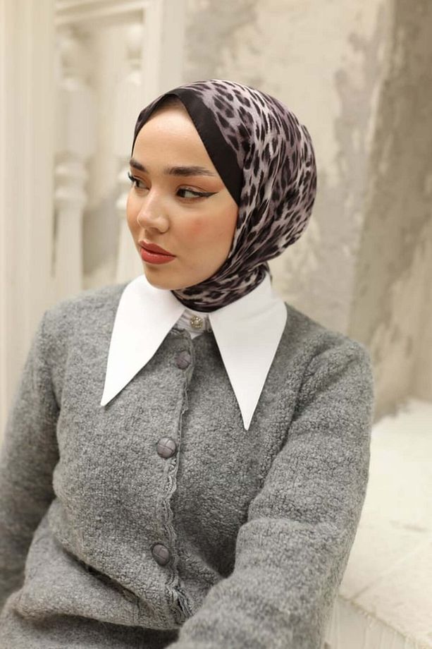 Siyah Leopar Desenli Soft Şal-70017-03 - 6