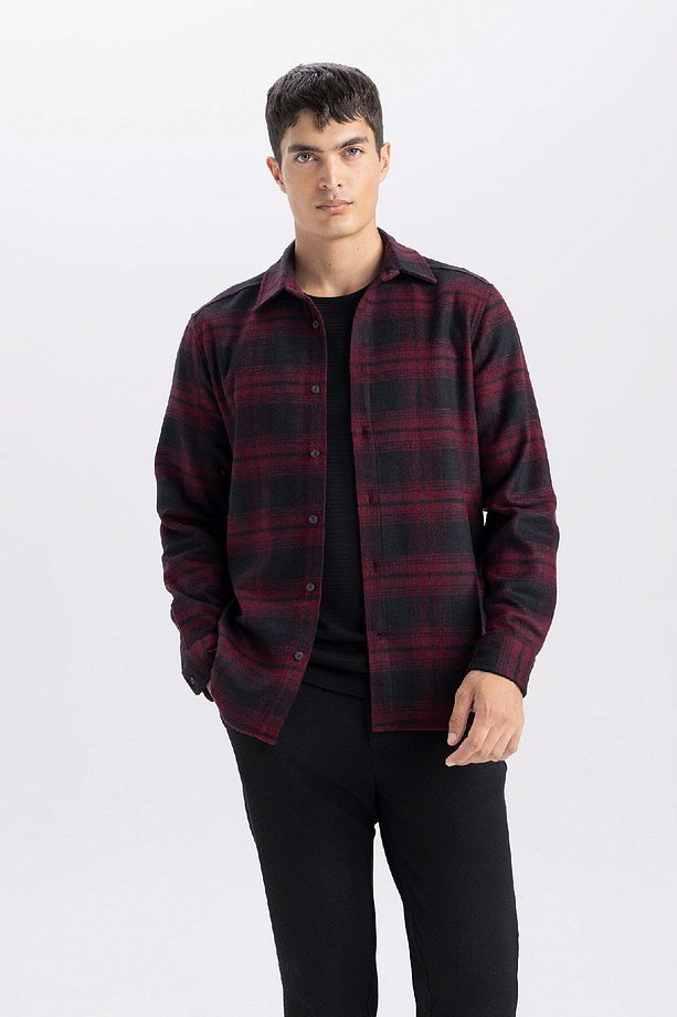 Regular Fit Kareli Flanel Uzun Kollu Gömlek E0983ax24wn - 1