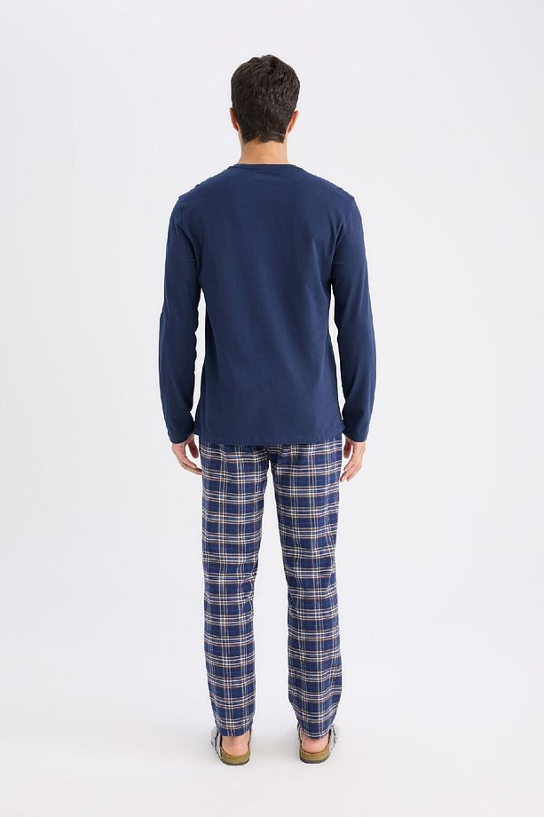Regular Fit Pijama Takımı Bisiklet Yaka Uzun Kollu Üst Kareli Alt D0040ax24wn - 6