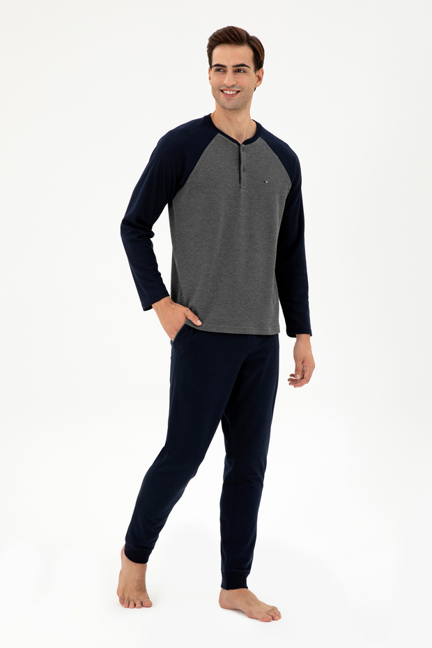 Men's Anthracite Melange Pajama Set 50301726 -Vr081