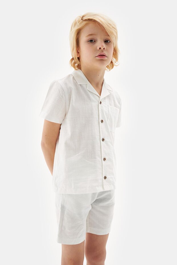 Bg Store Erkek Çocuk Ekru Gömlek 23ss2nb3614 - 3