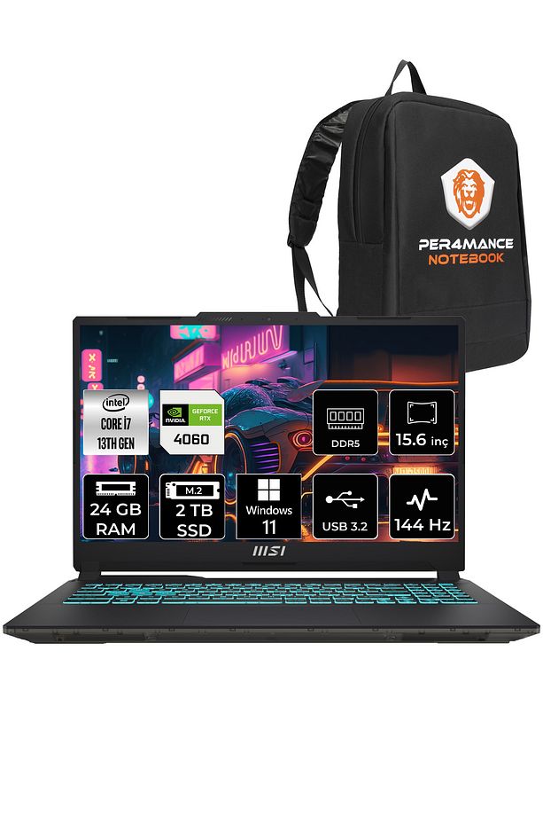 Cyborg 15 A13VF3 i7-13620H 24GB 2TB SSD RTX4060/8GB 15.6" FHD 144HZ W11H & PER4 ÇANTA - 1