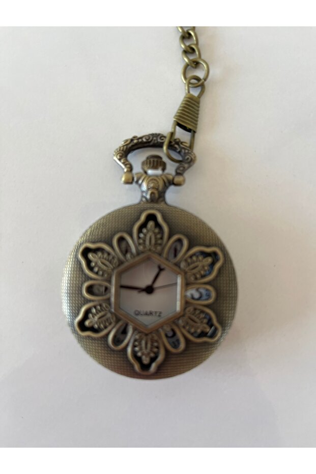 Flower Patterned Chained Chain Pocket Watch - 2