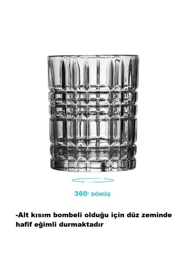 Viski Kokteyl Bardağı Kadehi 360 Dönen Cam Bardağı 2li Set 300ml - 2