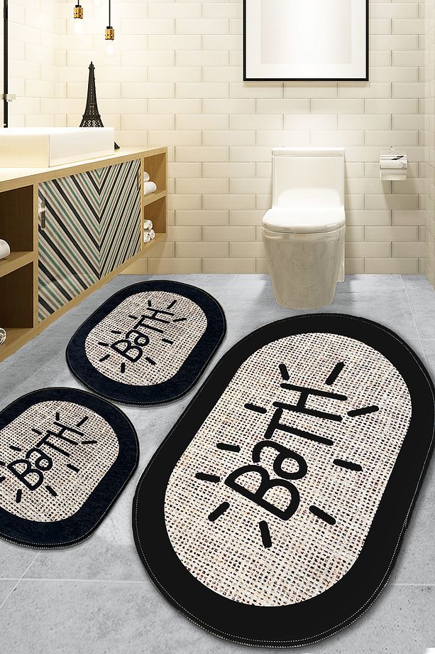 Pallon Bej 3'lü Set Banyo Paspası Djtbanyo - 1