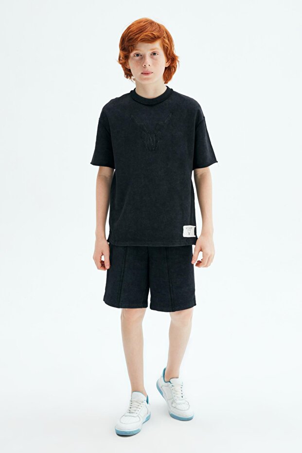 Bg Store Boy's Black Sweatshirt 23pssnb3502