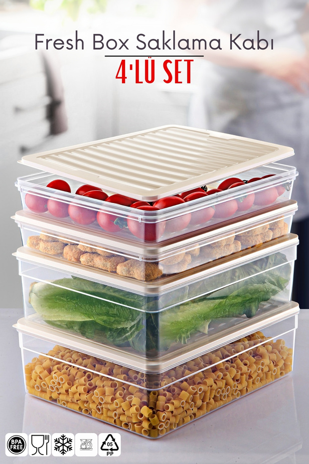 4 Piece Set Freshbox Storage Container Suitable for Microwave and Diffraction - 1