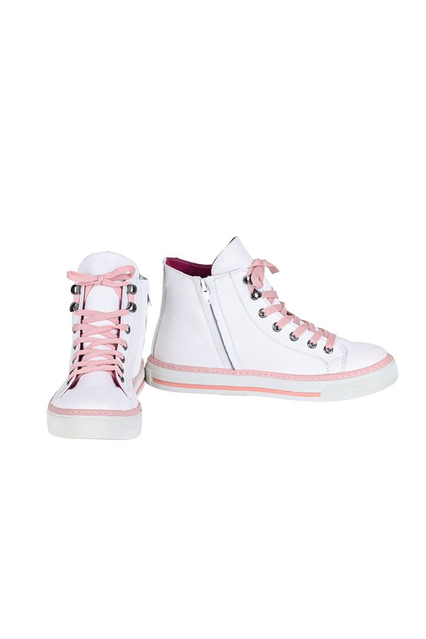 Genuine Leather Powder Detailed Plain White Women's Boots