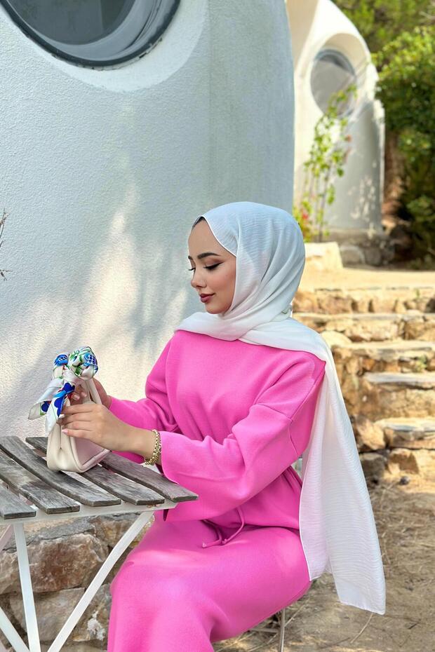 AMORE TRİKO ELBİSE - PEMBE - 4