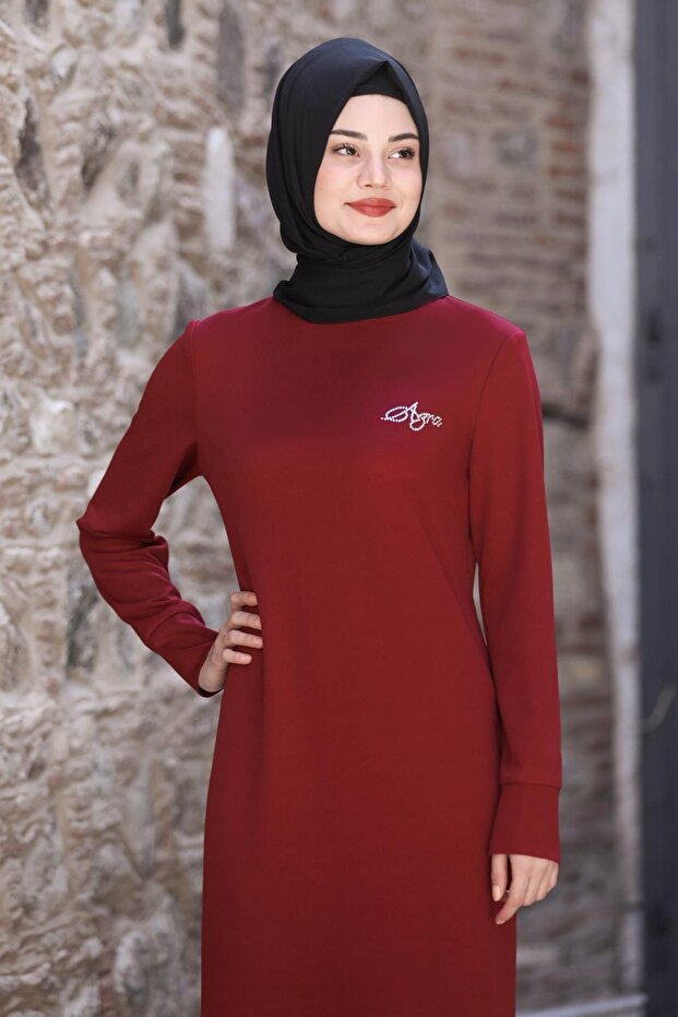 Azra Dress Burgundy Tbssn62