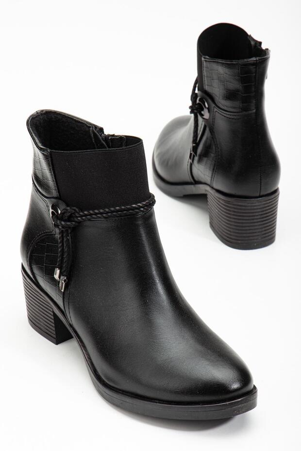 Women's Heeled Boots Daily Black Elastic Thick Heeled Boots