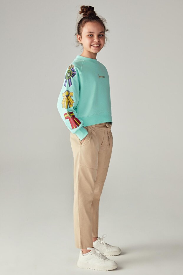 Bg Store Girl's Turquoise Sweatshirt 23Fw0Sw1591