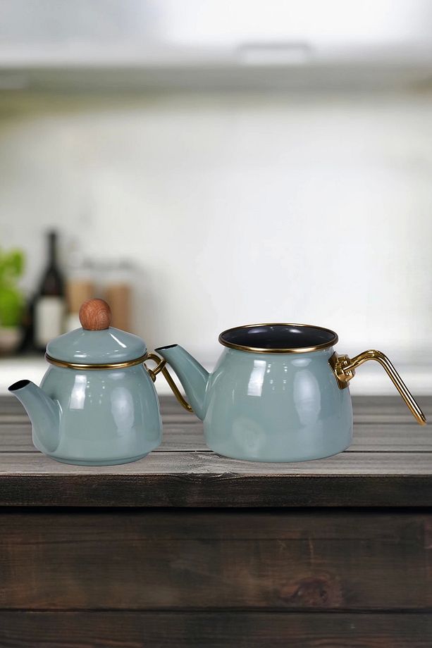 Soft Green Mini Model Emaye Çaydanlık - 5