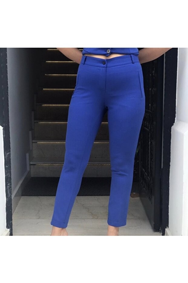 High Waist Slim Fit Trousers