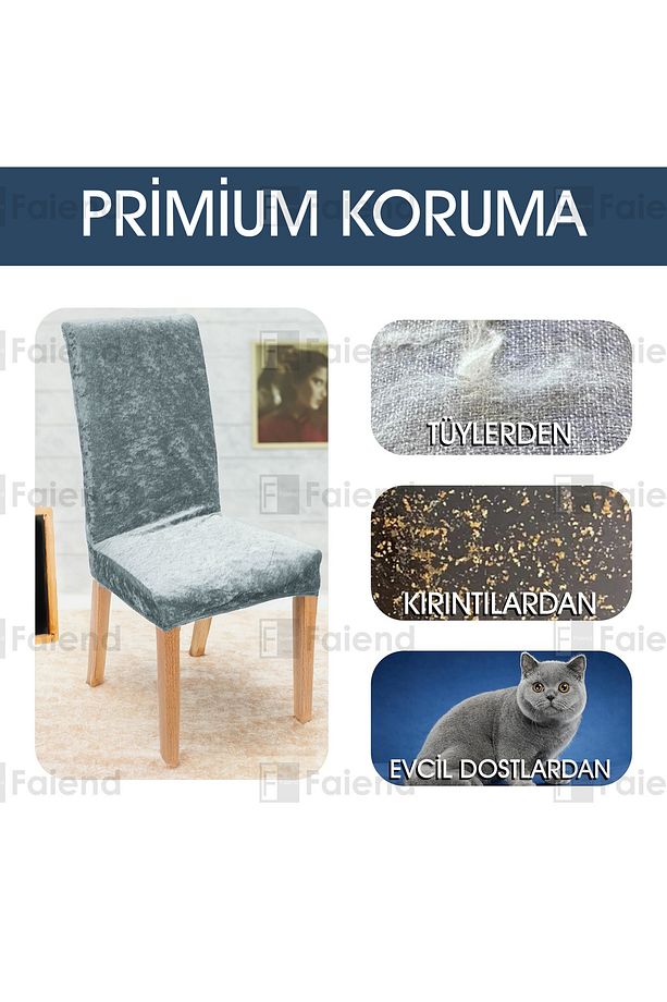 Kaliteli Likralı Kadife Sandalye Örtüsü Sandalye Kılıfı Mutfak Sandalye Örtüsü Sandalye Koruma Tekli - 3